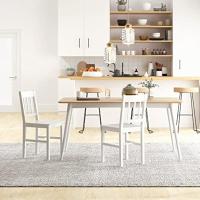 Juego de 2 Sillas de Comedor Blancas Silla de Cocina con Resalto de Listones - details 1