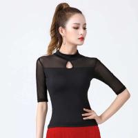 Top mujeres latinas, entrenamiento básico TRE para niñas, trajes de salón, baile de samba, tango, flamenco, camiseta de práctica de baile, 2024 - details 2