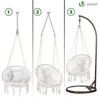 Silla Colgante Exterior con Flecos, Hamaca con Conjines y Kit de Suspensión, Ø80cm Silla Columpio para Interior y Exterior, Beiges - details 4