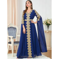 Vestido Abaya de Manga Súper Larga con Bordado para Mujeres de Dubái, Talla Grande - details 10