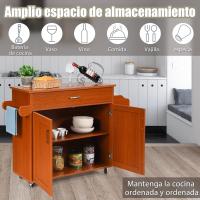 Carrito de Cocina Carro de Servicio Comedor con Ruedas,Toallero,Cajón, Puerta y Estantes Gabinete Mueble de Cocina (blanco) - details 33
