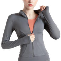 Chaqueta de entrenamiento ligera con cremallera completa para mujer, ropa deportiva ajustada para Yoga, manga larga, sin peso, protección UV - details 3
