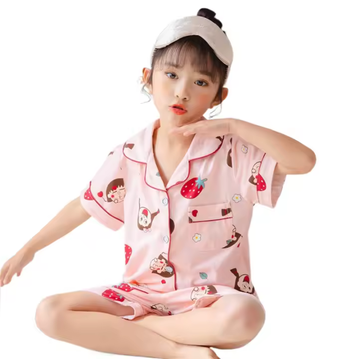 Conjuntos de pijamas de verano para niñas de manga corta para estar en casa - 1
