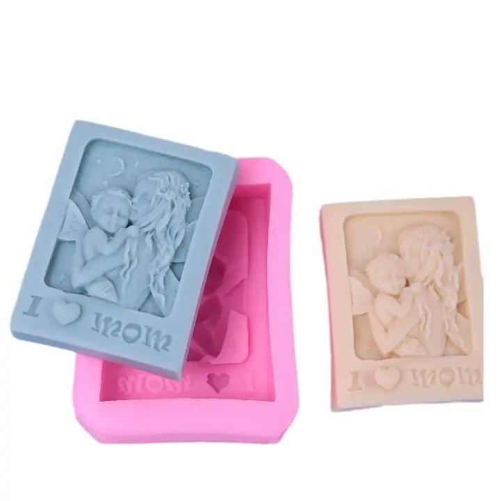 Molde de silicona para jabón de madre e hijo, amo a mamá - 1