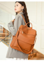 Mochila de cuero blanco y amarillo para mujer, bolsa de trabajo suave y sencilla, con correa para el hombro, informal, de viaje - details 0