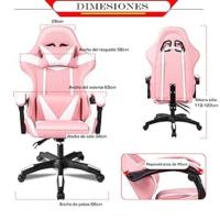 Silla Gaming Ergonómica Reclinable con Cojín Lumbar y Cervical |   Altura Ajustable, Reposabrazos Acolchados, Ruedas 360 ° |   Ideal para Oficina, Escritorio, Teletrabajo, Estudio, Juego, Ordenador - details 7