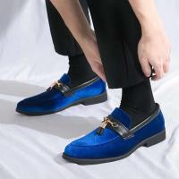 Bodas casuales de gran tamaño azul verde, cómodos zapatos de cuero de gamuza con borlas para ocasiones formales - details 7