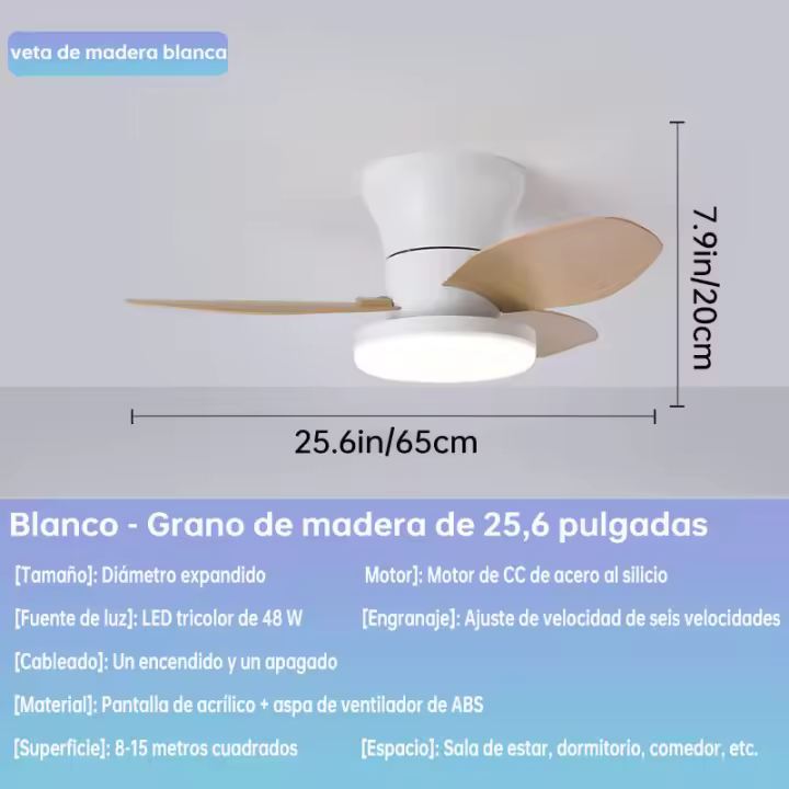 Adecuado para dormitorio, estudio, comedor, habitación de niños, montaje e instalación que incluyen bombilla y control remoto, lámpara de ventilador de techo moderna y sencilla de nogal nórdico con vetas de madera. - 1