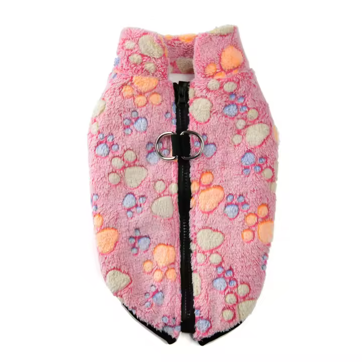 Ropa de Invierno Suave de Terciopelo para Perros Pequeños y Medianos Estampado de Manos, Cierre de Crema, Ideal para Chihuahuas y Yorkies - 1