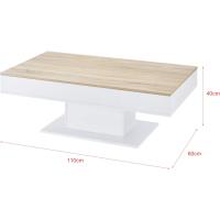 Mesa auxiliar de salón para café o té con efecto madera y blanco - details 1