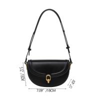 Bolso de sillín de moda para mujer, bolso de hombro tipo mensajero de color sólido de moda 2024 con correa ajustable, resistente a la decoloración, forro de poliéster, cierre de cierre de beso, pintura de borde acolchado - negro/rojo - details 11