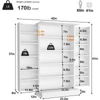 Armario de cocina con puertas y estantes ajustables de 180 cm para comedor, salón, color blanco - details 7