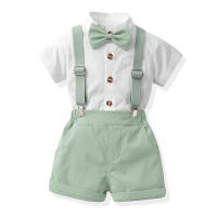 Conjunto de verano para niños, camisa elegante para bebé, monos de estilo coreano para niños, conjunto de traje de caballero de boda con lazo - details 9