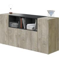 Aparador de 3 Puertas Buffet para Sala Diseño Blanco y Gris Cemento Medidas 150 cm x 76 cm x 41 cm - details 17