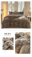 Juego de ropa de cama cálida de piel sintética de conejo, funda de edredón cálida transpirable, agradable a la piel, Queen, acogedor, Otoño e Invierno - details 23