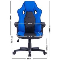 Silla de Ordenador Oficina |   Ergonómica para Gamers Especial Videojuegos |   Piel Sintética Acolchada |   Altura e Inclinación Ajustables |   Color Negro y Azul - details 1