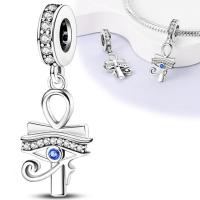 Pulsera de plata de ley 925 para mujer, amuleto de ojo místico, colgante con cuentas, Serie B, Ojo de zafiro, regalo nuevo, 2024 - details 4