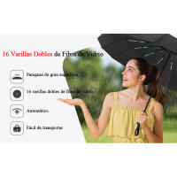Paraguas plegable a prueba de viento, paraguas automático compacto con 16 varillas, resistente a tormentas, sombrilla con protección UV - details 0