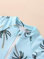 Bañador encantador con estampado de árbol de coco para niña, traje de baño con protección solar, cómodo para la playa y la piscina - details 16