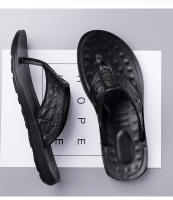 Chanclas de hombre de verano de cuero con patrón de cocodrilo de moda transpirable pellizco sandalias casual tendencia zapatos de playa Q1576 - details 18