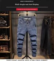 2025 nuevos pantalones vaqueros de cintura elástica para hombres de pierna recta primavera otoño cordón verano delgado suaviza tu silueta pantalones largos - details 3