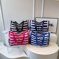 Bolso de Playa a Rayas con Estilo Bolso de Hombro de Nylon de Gran Capacidad con Múltiples Bolsillos Ideal para Mujeres, Perfecto para Vacaciones, Gimnasio, Uso Diario - details 6