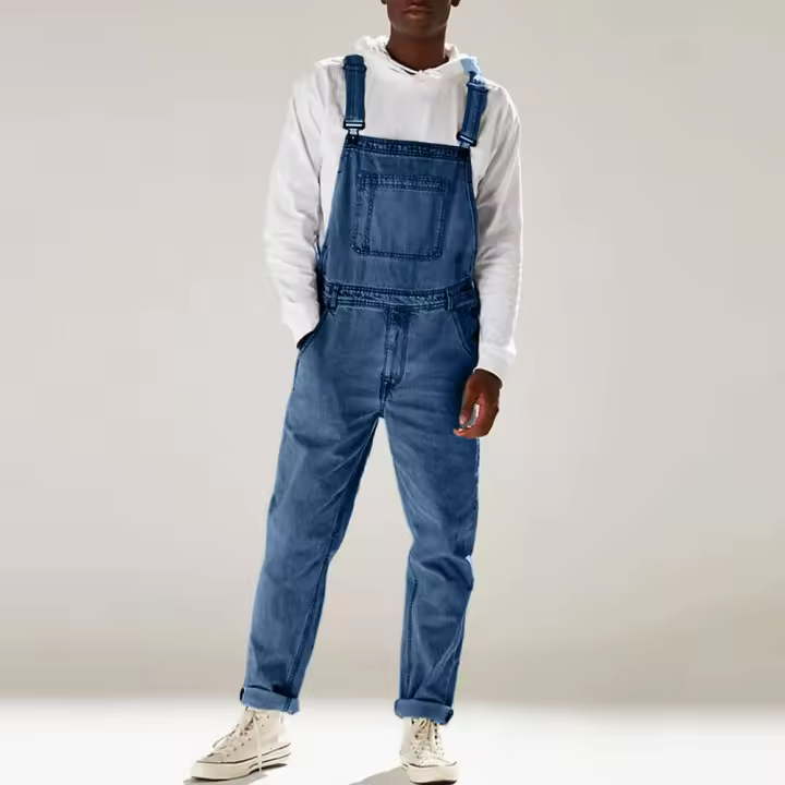 Monos de Denim a Rayas para Hombres Pantalones de Trabajo Diarios Casuales con Múltiples Bolsillos - 1