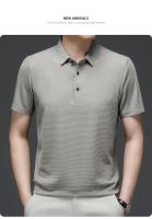 polos hombre manga corta ropa hombre día del padreVerano Nuevo Hombre Lop-up Hollow Polo de manga corta Camiseta Ice Silk Transpirable Negocios Moda Camiseta Hombre Marca Ropa - details 35