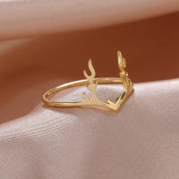 Skyrim-Anillo de astas de alce para mujer, anillos de dedo de cuerno de ciervo de acero inoxidable, joyería de regalo al por mayor, 2025 - details 5