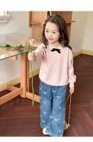 Pantalones para niños 2025, Otoño Invierno, nuevos pantalones vaqueros con estampado coreano con lazos para niña, pantalones vaqueros rectos - details 9