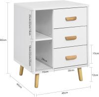 Auxiliares Mesita de Noche con 3 Cajones Mesa para Salón Comedor con 2 Estantes 48 x 40 x 60 cm Gris ES - details 24