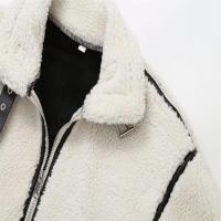 2024 otoño nueva ropa de mujer estilo europeo y americano Casual piel de una pieza lana de cordero contraste Color chaqueta cálida de felpa - details 4