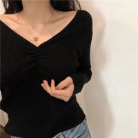2025 suéter Sexy con cuello en V para mujer, Jersey de punto de otoño, Jersey elegante suave coreano ajustado de manga larga para mujer, Top básico nuevo de invierno - details 29