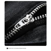 Pantalones vaqueros elásticos negros de marca de moda para hombre, pantalones largos rectos a juego - details 10