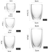 Tazas de café transparentes de doble pared, juego de tazas de capa aislada para Bar, té, leche, jugo, agua, Espresso, 5 tamaños, paquete de 6 - details 7