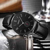 Reloj mecánico de cuarzo con esfera grande, reloj de cuero genuino a prueba de agua, reloj informal de tendencia a la moda - details 1