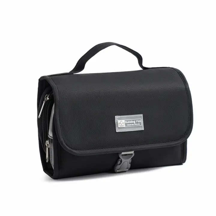Bolsa de artículos de tocador separada en seco y húmedo de gran capacidad, bolsa de cosméticos grande impermeable desmontable, bolsa colgante plegable - 1