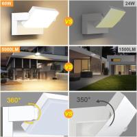 Apliques LED 60W Pared Exterior Interior 360 °   Rotación Negra Lámpara de Pared para Entrada Terraza Pasillo Focos LED Exterior 5000 Lumen Blanco Cálido 3000K Impermeable - details 33