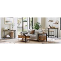 HOOBRO Mesa Auxiliar, Mesita Auxiliar de Sofá con Bandeja Extraíble y Estantes, Mesa con Bandeja para Aperitivos, Estilo Industrial, para Sala de Estar o Dormitorio, Estable, Marrón Vintage EBF45BZ01 - details 0