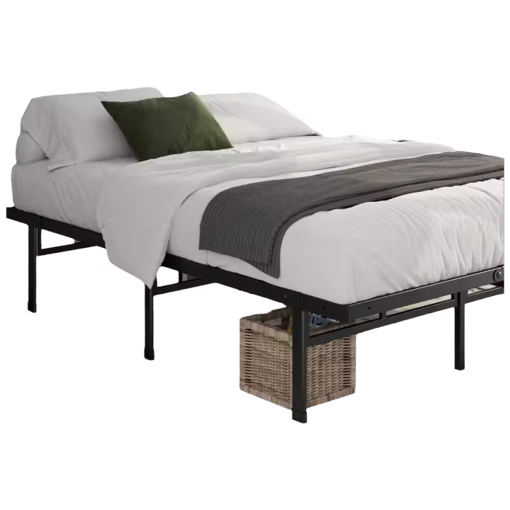 Justin Cama 90 x 190 cm - 36 cm de Altura con Almacenamiento Debajo de la Cama - Cama de Plataforma de Metal – Negro - 1