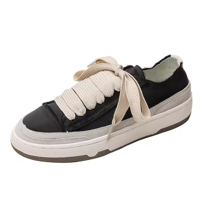 2025 nuevos zapatos sucios de punta redonda, zapatos individuales para mujer, versión coreana, zapatos blancos de seda informales, zapatos planos con cordones para mujer - 1