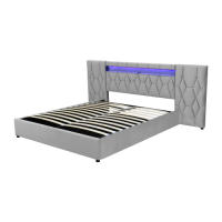Elegante Armario de Cama de Terciopelo 180x200 Con Espalda Grande Sistema de Almacenamiento Hidráulico Marca Clásica Gris - details 12
