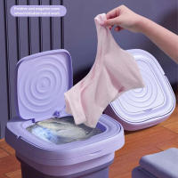 8L Mini lavadora portátil de lavadora plegable 3 modos con escurridor para viajes Camping ropa interior calcetines de tela para bebés - details 5