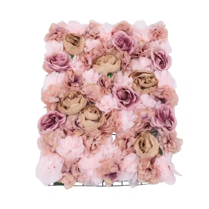 Panel de flores artificiales 3D para pared, telón de fondo de seda, Hortensia, rosa, 6 piezas - 1