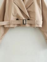 Gabardina recortada de manga larga para mujer, chaqueta de diseño recortado, abrigos sueltos informales de calle, Top elegante - details 5