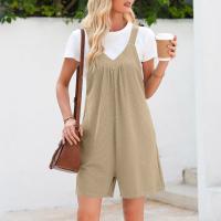Explosión De Verano Modelos En Europa Y Estados Unidos Ropa De Mujer, Tirantes De Color Sólido V-cuello Mono Pantalones Cortos Mujer - details 15