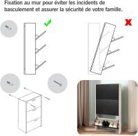 Mueble zapatero de 12 pares - Estantería de gran capacidad para vestíbulo o pasillo - (ancho) 60 x (profundidad) 24 x (alto) 80 cm - Madera clara blanca - details 110