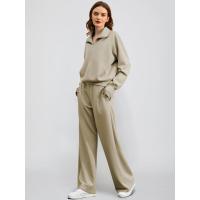 Conjunto casual de dos piezas para mujer: sudadera extragrande con media cremallera y pantalones deportivos de pierna ancha - details 39