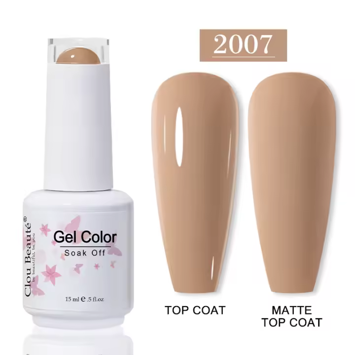 Esmalte de Uñas Híbrido Clou Beaute 15ml Color Marrón con Lentejuelas para Uñas Gel UV Para Uñas Polish en Colores Rojo Verde y Natural - 1