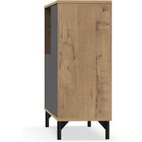 Taburete de Almacenamiento de Madera Roble Blanco Diseño de 2 Puertas y 1 Hueco - details 21